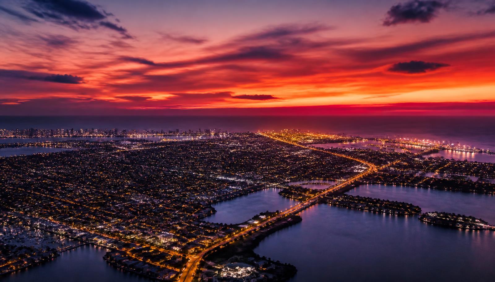 Miami skyline at night