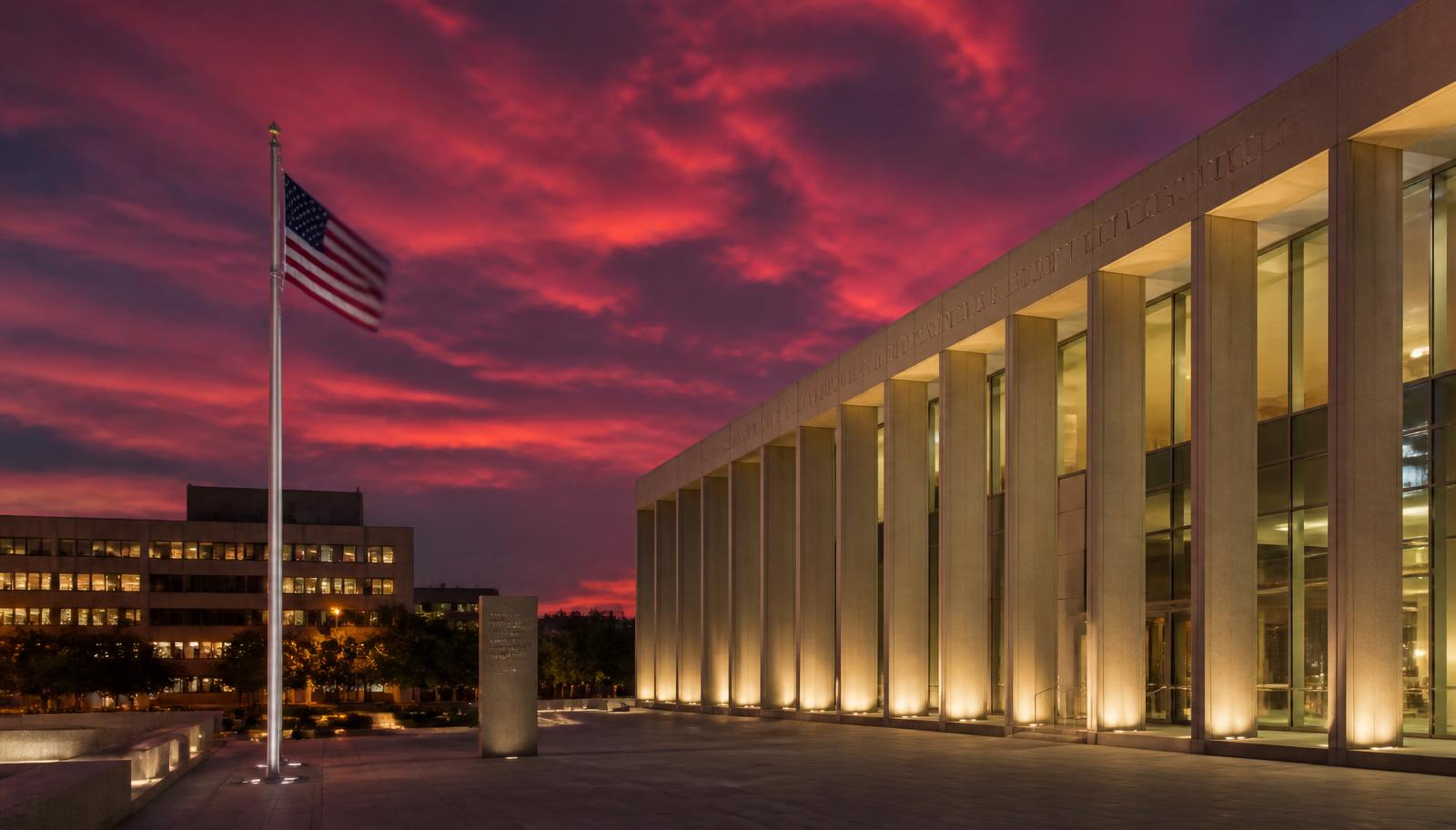 Federal courthouse building in bright daylight