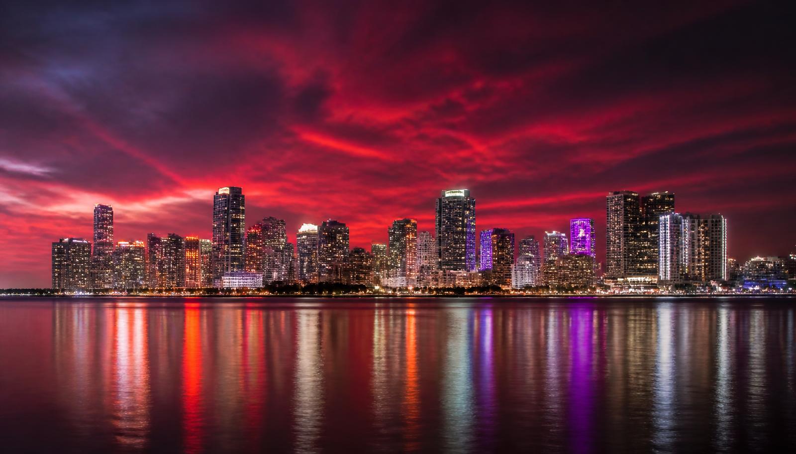 Miami skyline at night
