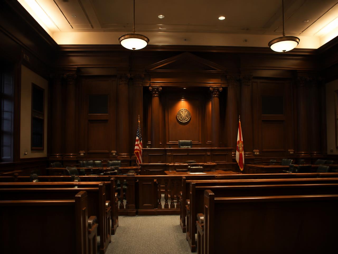 Bail bond agent reviewing Florida state court paperwork with a client in a bright Miami office