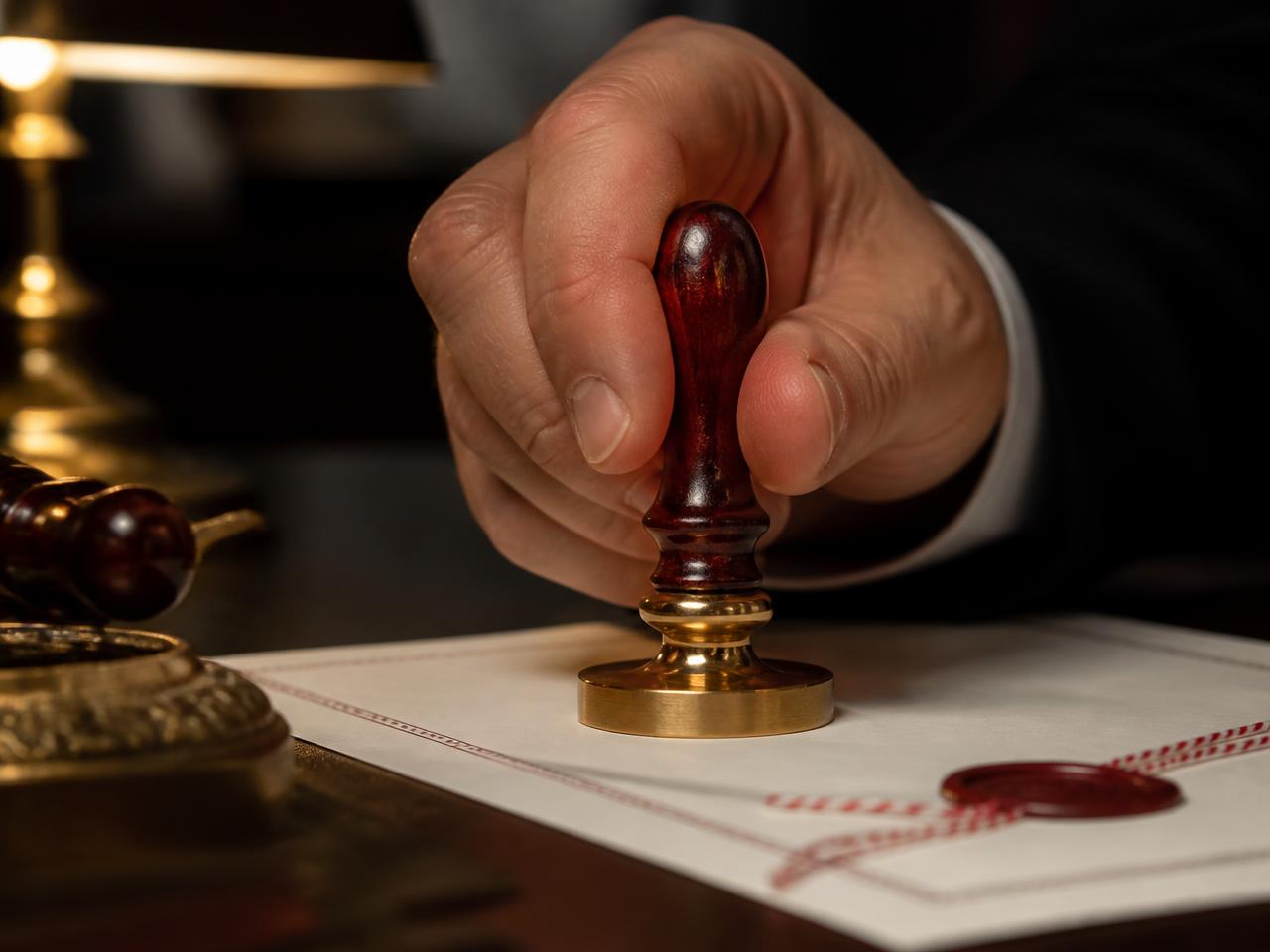 Client signing a surety bond contract with a licensed agent in a bright office